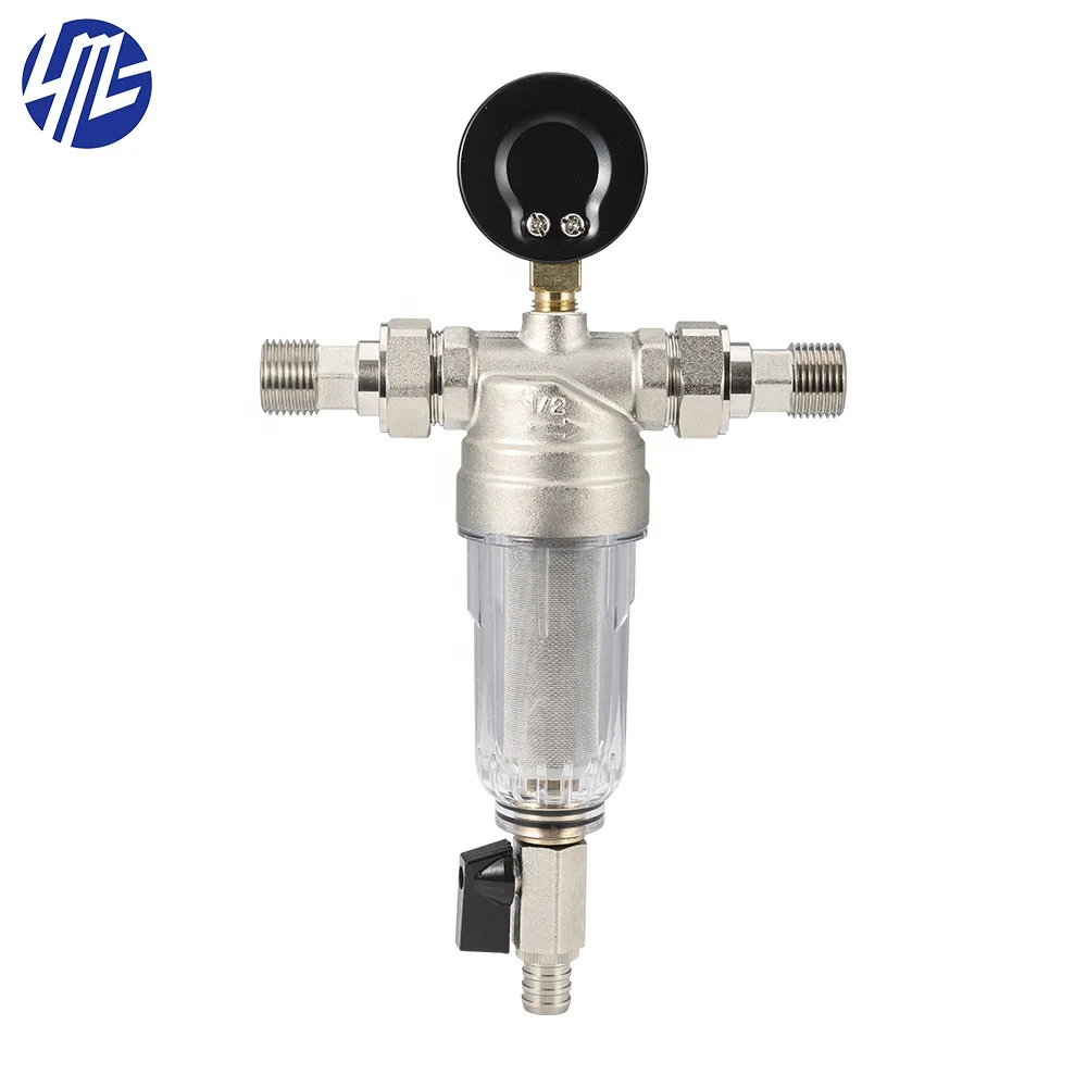 LUMGE PF9002 Brass Bottle Water Filter purifier With Manometer For Cold Water