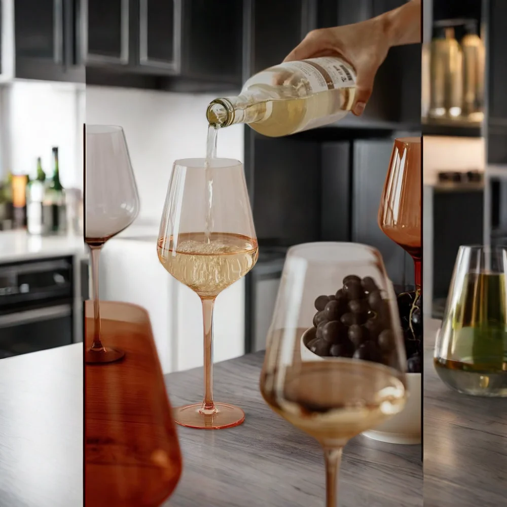 Top Seller 2024 Colored Wine Glass Set of 6 Elegant Colored Glass Stemmed Wine Glass Set of 6 Multi-colored Wine Glasses