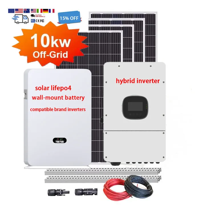 Complete 10Kw Hybrid Energy 3 Phase Inverter 5kva 8Kw 48V on Off Grid with Solar Panels Kit and Batteries Power System for Home