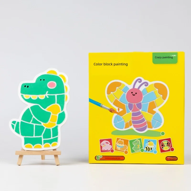 2024 New child gypsum painting diy kit-Color Block Painting-little dinosaur plaster drawing art education toy set gift for kid