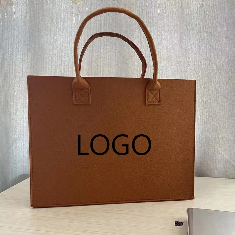 Online Hot Same Type Fashion Parsimonious Letter Open Type Felt Shopping Tote Bags