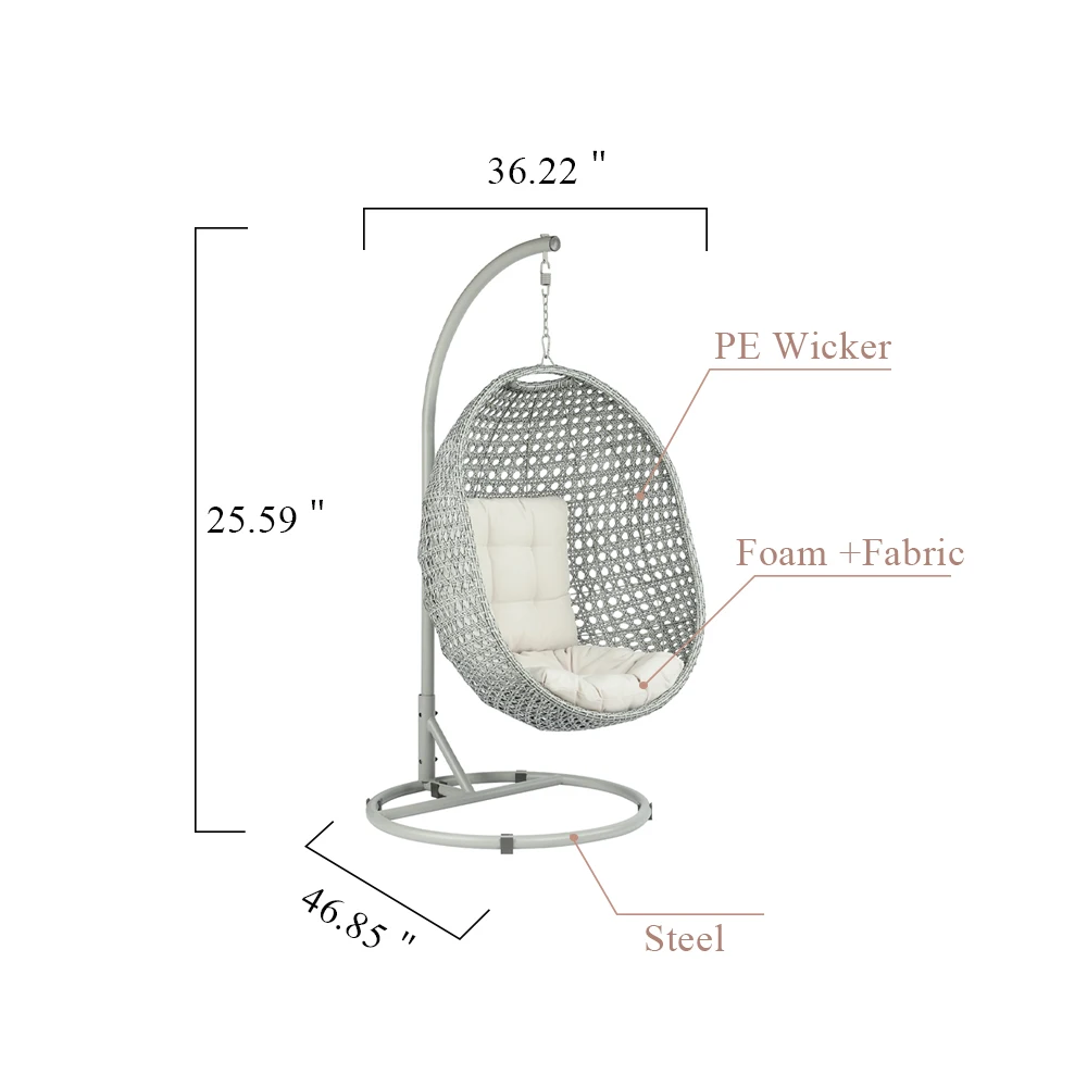 2021 outdoor furniture metal patio wicker rattan hanging basket swing chair tear drop egg with stand and