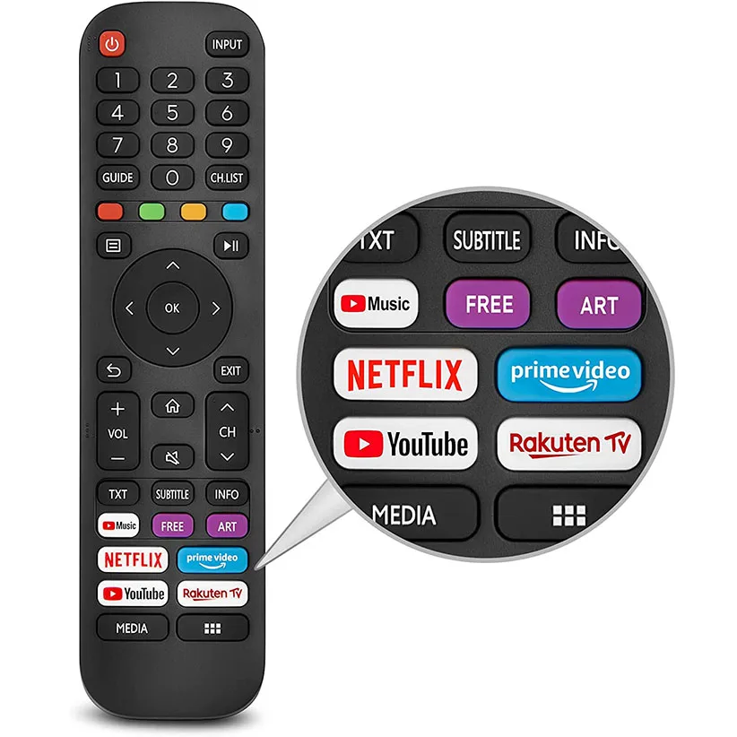Universal Remote Control EN2G30 for Hisense-VIDAA-TV/New IR remote with Netflix, Prime Video, YouTube, Rakuten Buttons