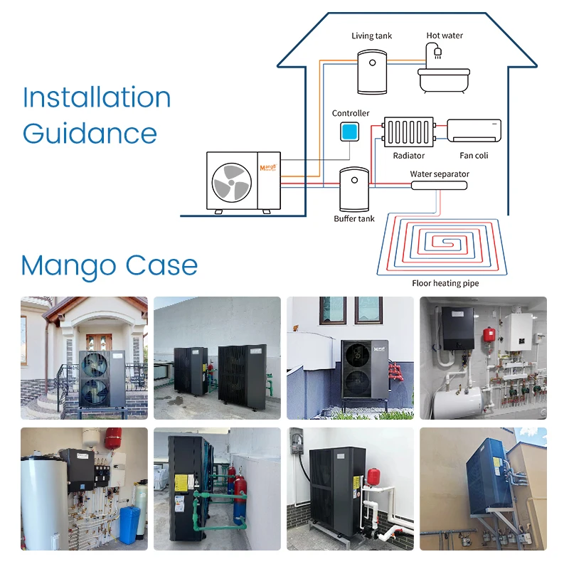 Monoblock DC Inverter cooling Heat Pump single fan R290  heating 75°c  hot water heat pump