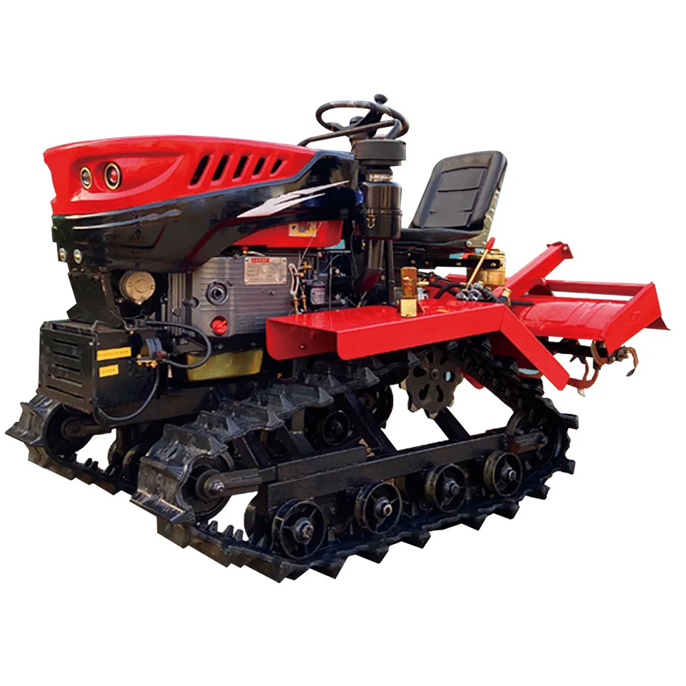 High Horsepower Agricultural Wheel Crawler Compact Tractors Diesel Rotary Tiller With Excavator Bucket