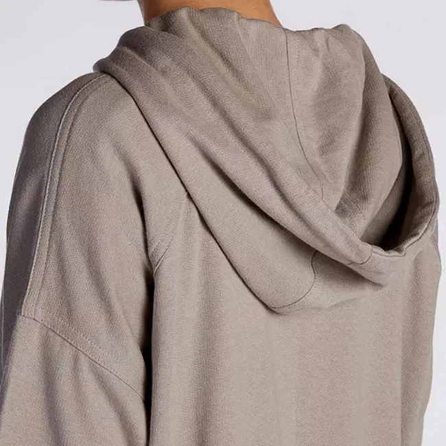 Custom Fall Winter Islamic Clothing Women Gym Sportswear Oversized 100% Cotton Sweatshirt Muslim Zip Up Modest Hoodie