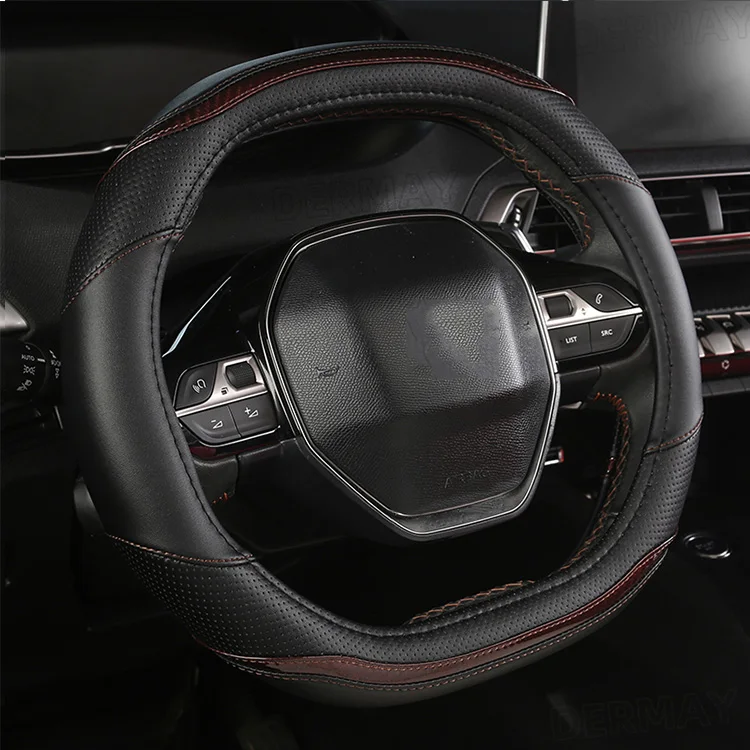 RTS for Peugeot 3008 4008 5008 car steering wheel cover carbon fiber leather interior car accessories steering wheel cover