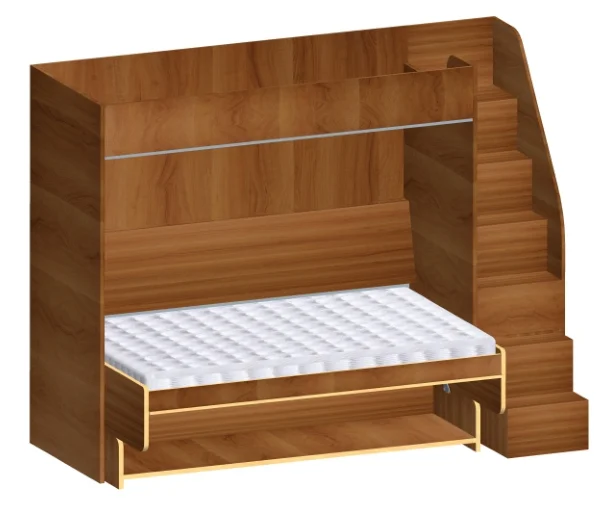 Murphy bed with piano shelf hardware with anti-shake with auto-lock lift up soft with gas spring pull down lightly with damping
