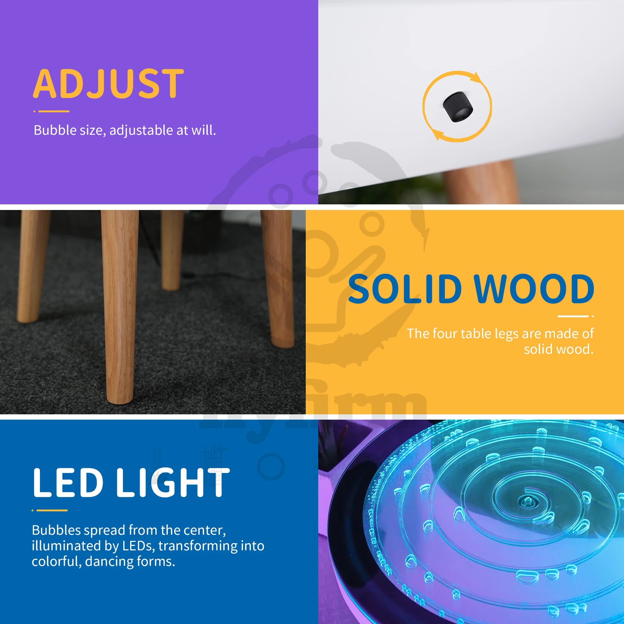 Flyfirm Round Flowing Bubble Table with Adjustable LED Lights Perfect for Bars, Sensory Rooms, and Visual Therapy