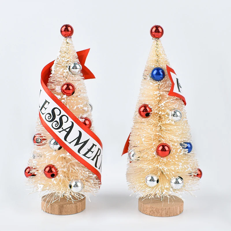 Wholesale 7cm to 40cm Height Custom White Green Artificial Desk Mini Christmas tree Craft Christmas trees for Desktop decoration