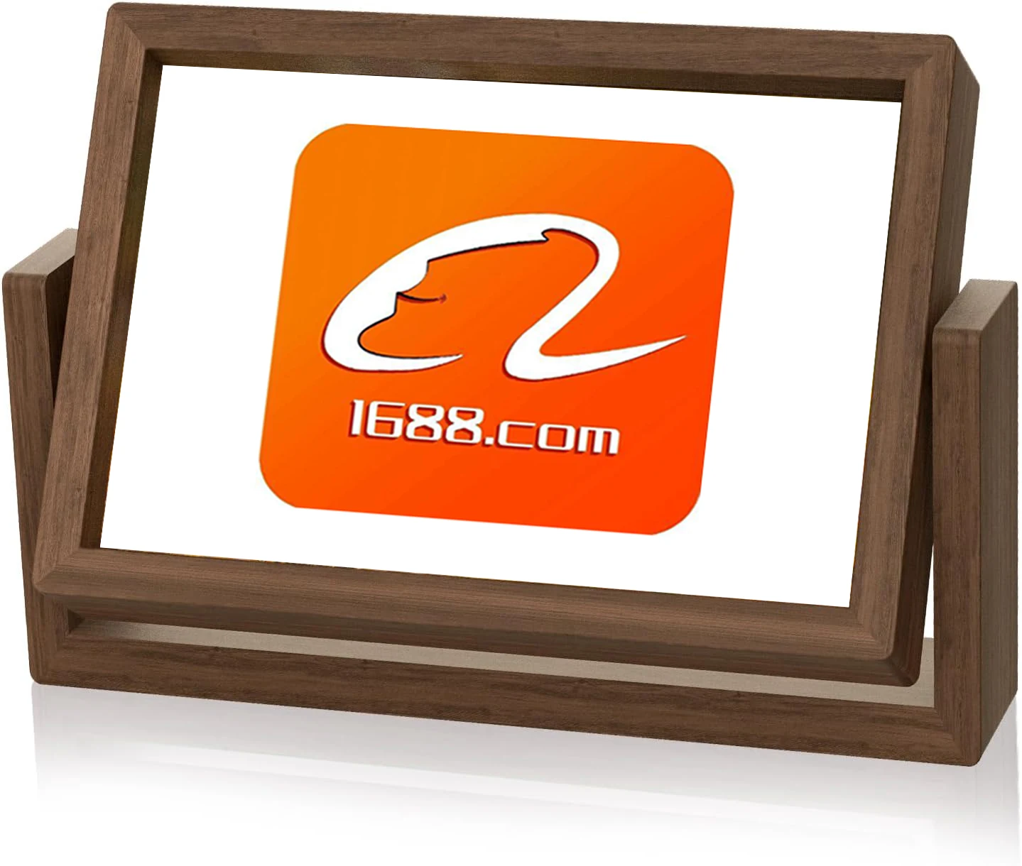 1688 Shopping Online Wooden Rotating Photo Frame, Horizontal Double-sided Frame Rustic Floating Frame for Tabletop