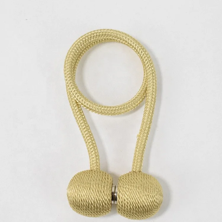 Cheap Home Office Magnetic Curtain Binding Rope Tiebacks Drapery Holdbacks Window Drape Holder Weave Rope Clips