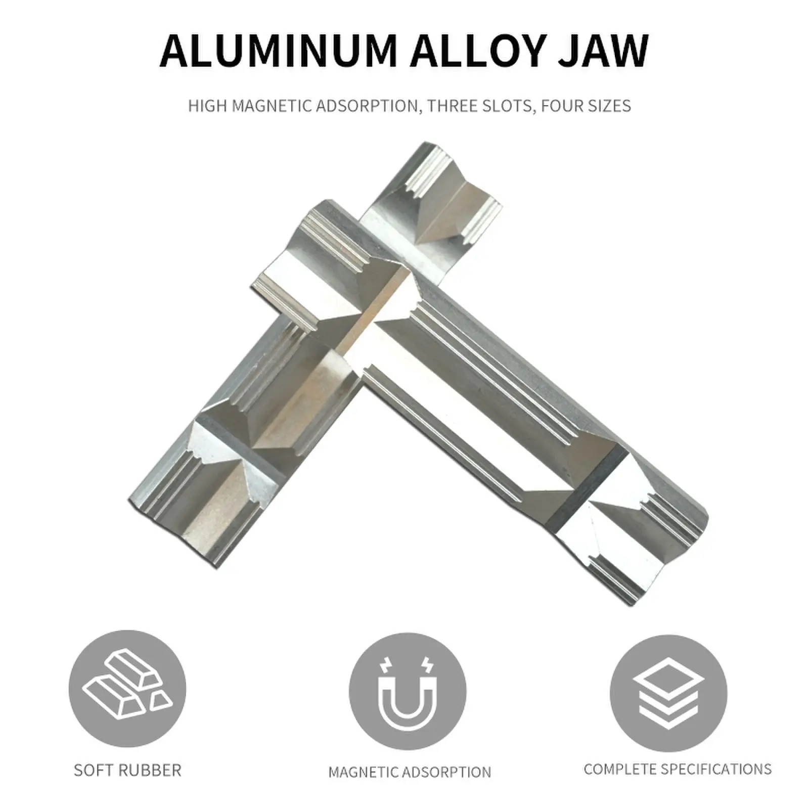 2pcs V-clips Aluminum Alloy Profile 4/5/6/8 Inch Milling Steel Vise Hard Jaws Fixture V-Jaws With Strong Magnets