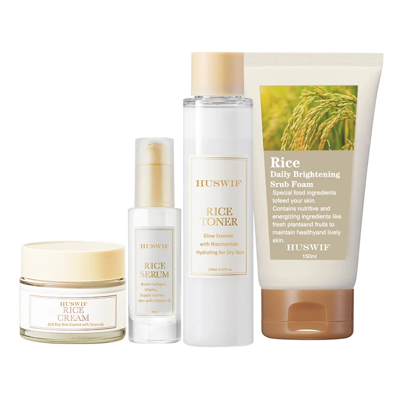 Best Selling Skin Care Products Private label Organic Natural Skin Care Set Rice Cream Extract Hydration Face Care Rice Serum