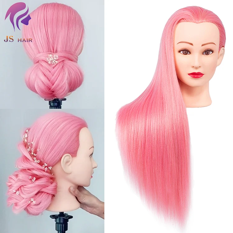 High Quality pink Blonde Brown Long Hair Training Mannequin Doll Head for Hairstyling Dutch French Braid Fishtail Practice