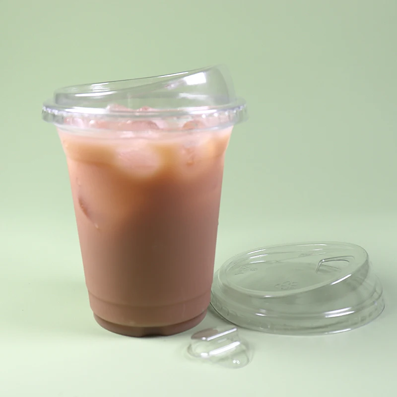 12oz 380ml strawless lid 16oz pet cup with strawless lid cover