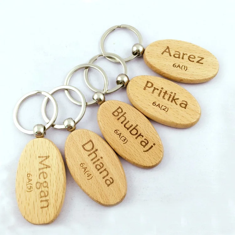 Wholesale OEM supply Fashionable Factory Price custom  Logo Beech Wooden Keychains