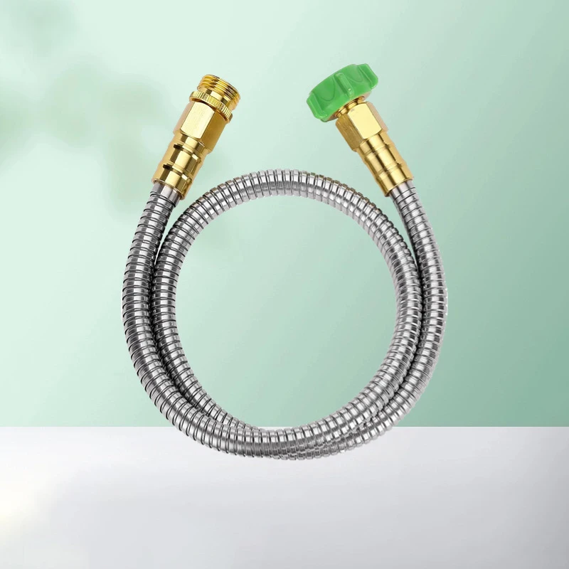 DD2934  Garden Metal Hose 1-8ft Extender Leader Hose Car Heavy Duty Stainless Steel Short Hose Faucet Connector