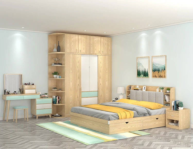 nordic queen size storag bed wooden bedroom sets bed,beds with drawers
