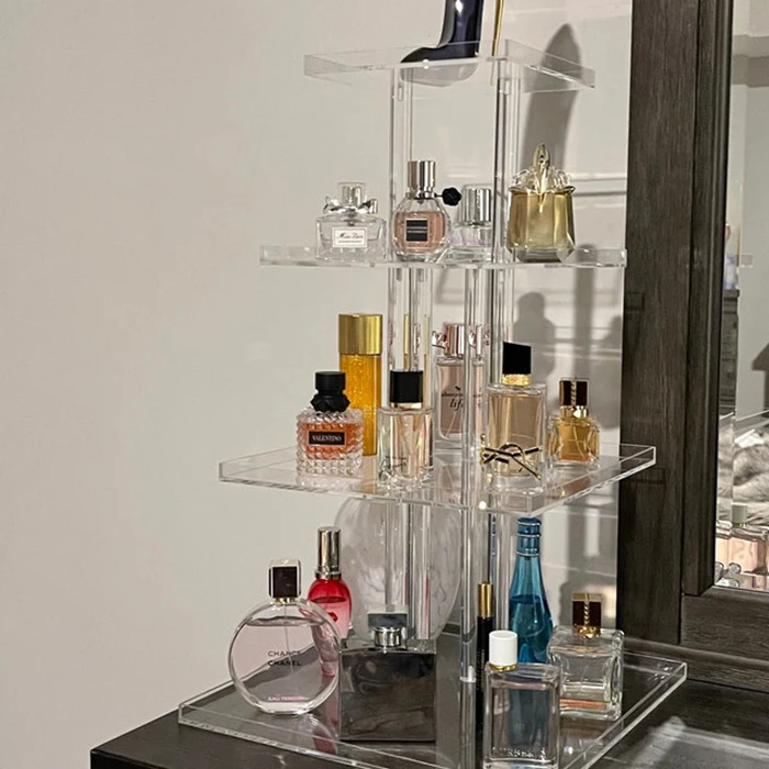 Customized acrylic 3 tier perfume display stand wholesale Makeup Organizer