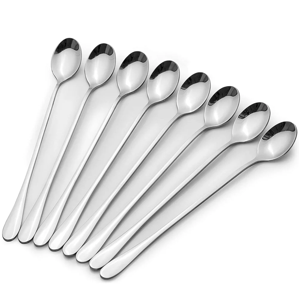 Cranked Stainless Steel 18/8  Latte Coffee spoon set of 8pc
