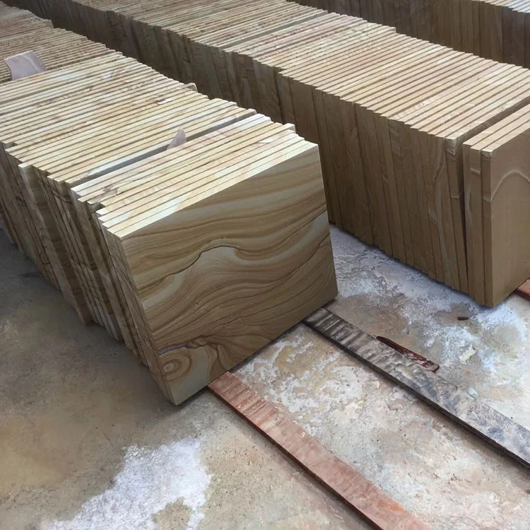 Chinese Natural Stone Yellow Wooden Vein Sandstone for Wall Cladding