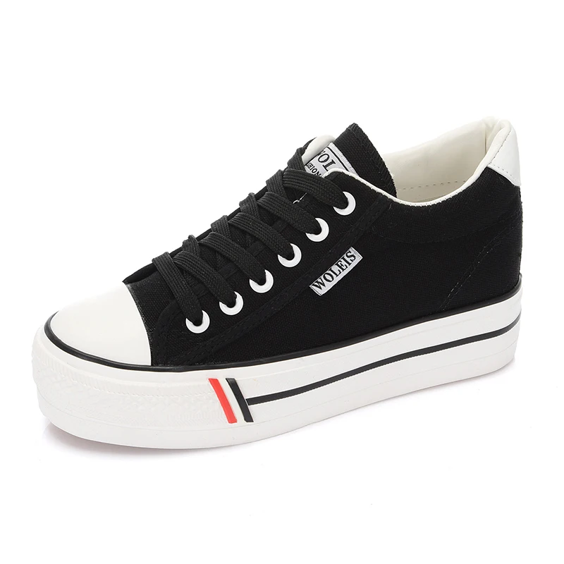 
Wholesale Classic 6cm High Increasing Chunky Casual Zapatillas Lona De Mujer Woman Canvas Flat Shoes 