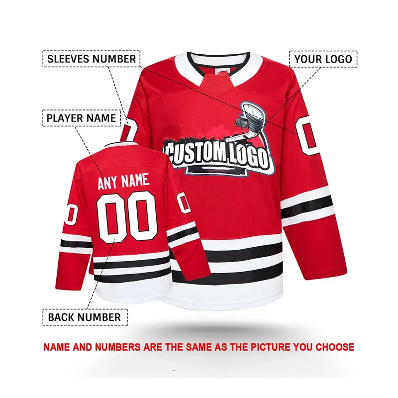 Custom Low MOQ High Quality Practice Wholesale Custom Men Women Hockey Wear Youth Cheap Blank Ice Hockey Jersey