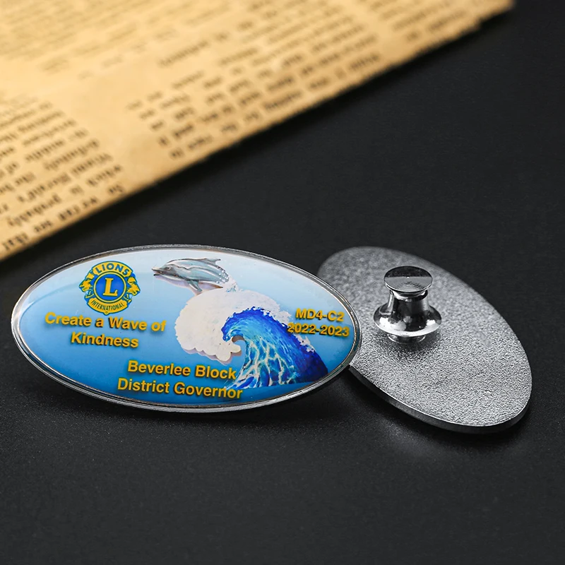 Free Sample Fashion Hat Clothes Badge 3D Company Logo Design Epoxy Pin Personalized Custom Metal Dome Epoxy Resin Lapel Pin