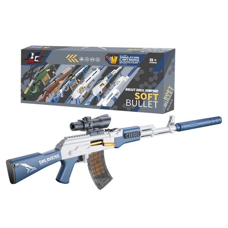 Hot selling boy shell ejection toy gun safety EVA shooting toy plastic bullet shell jumping soft bullet gun