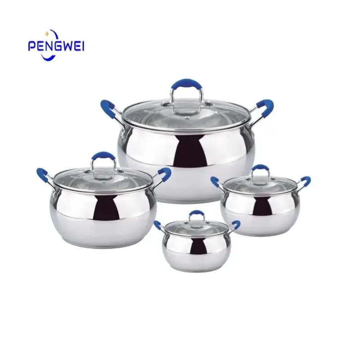 Wholesale belly shape tri-ply stockpot kitchen cooking cookware sauce stock pot nonstick induction cooker soup pot