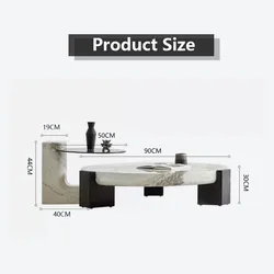 Modern Unique Ceramic Top Round Coffee Table Set Oak Leg Living Room Side Center Coffee Table