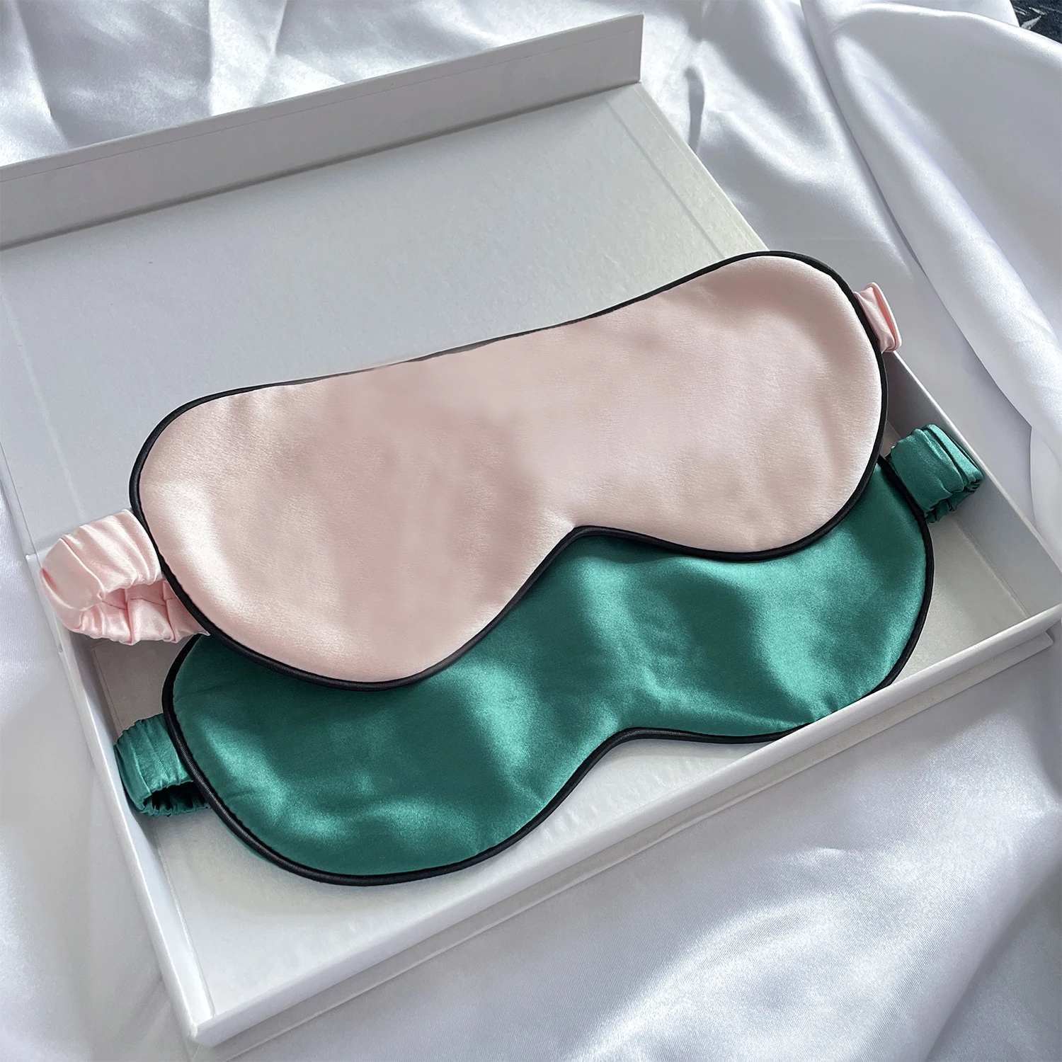 Wholesale 2Pc Silk Eye Patches Set, Optionally Pair Of Eye Mask With Gift Box