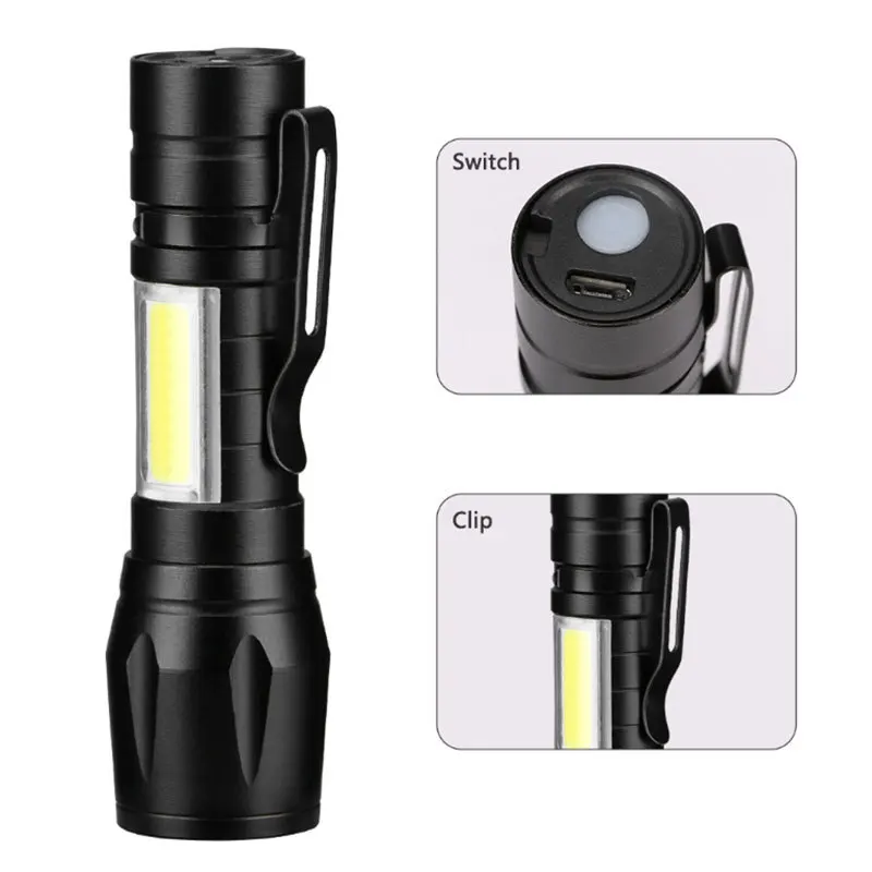 Mini USB Rechargeable 1000ml XML T6 LED Flashlight Tactical Aluminum Alloy Torch Light Long Range For Outdoor Camping
