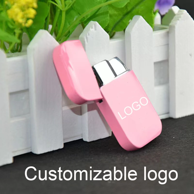 Hot sale pink flame lighter custom logo lighter HK pattern lighter for cigarette