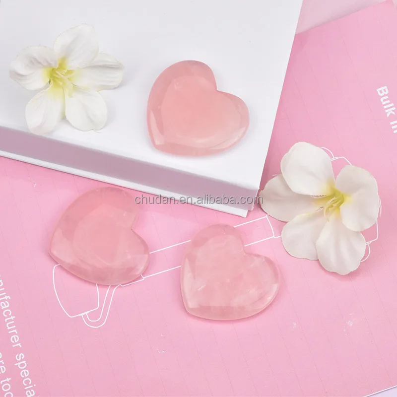 Rose Pink Quartz heart shape jade guasha Promotional Skincare handmade healing stone Gua Sha Facial Massage Beauty Guasha