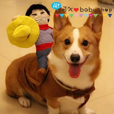 Funny Pet Cat Clothes Cartoon Cowboy Riding Suit Pet Clothing Cospaly Halloween Dog Clothes For Small Medium Large Dog