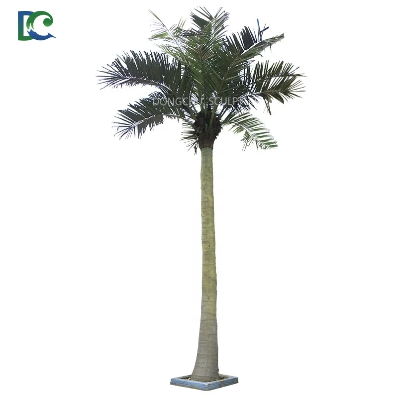 UV protection artificial fiberglass palm tree trunk with plastic leaves
