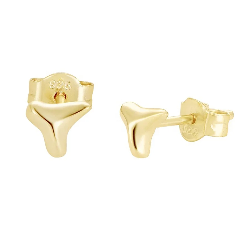 Gemnel classic hot sale 925 silver 14k gold plated jewelry shark tooth stud earrings for women