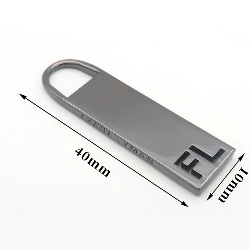 Wholesale Design Custom Brand Logo Hollow Out Garment Metal Zipper Puller With Slider