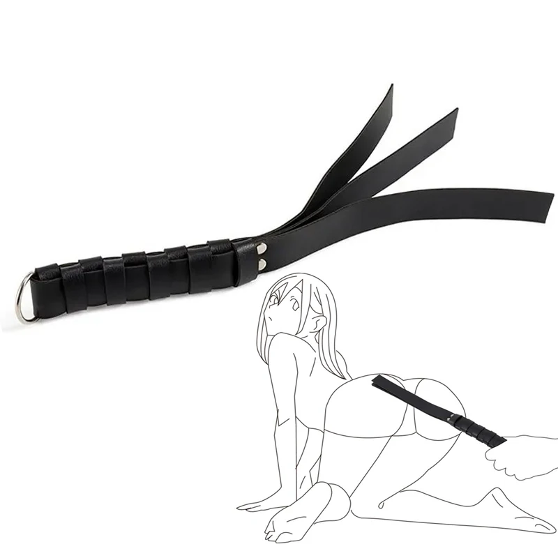 Bondage Gear Adult Sex Toys Kit PU Leather Single Strip Shape Paddle with Whip and Mask Black Juguetes Sexuales BDSM