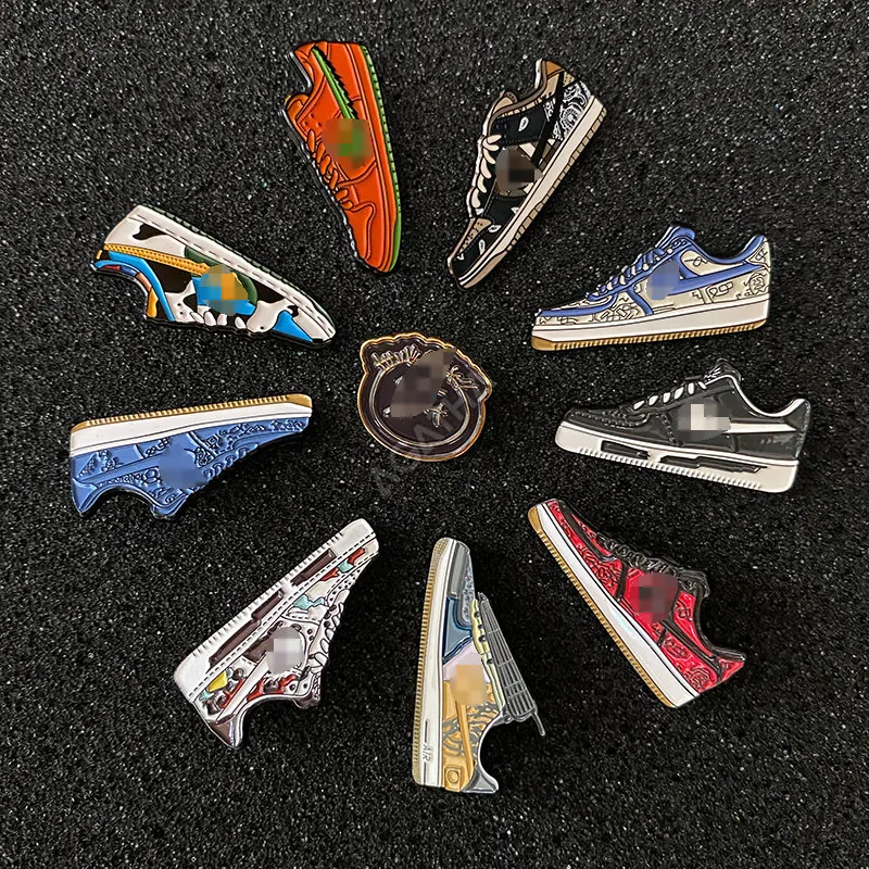 sneaker heads sports basketball custom metal crafts cute fashion brooch lapel hat pins shoe metal sneaker pins