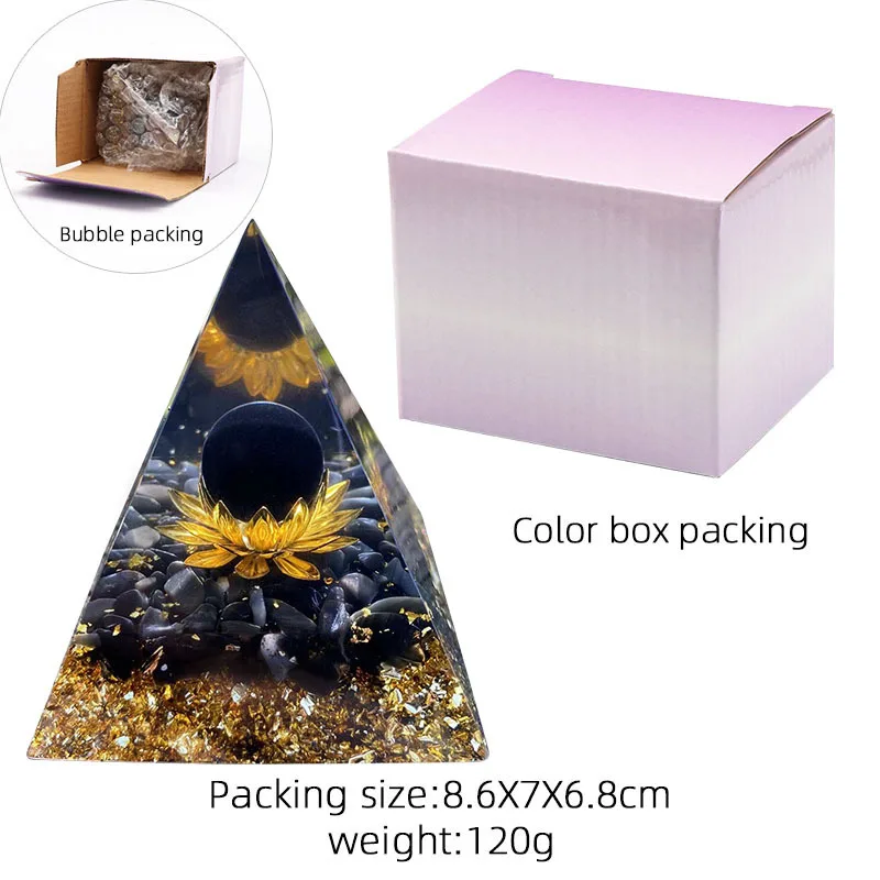 Orgone Pyramid Healing Kit With Gold Lotus Clear Quartz Rose Amethyst Bead Emf Protection Reiki Energy Generator Chakra Healing