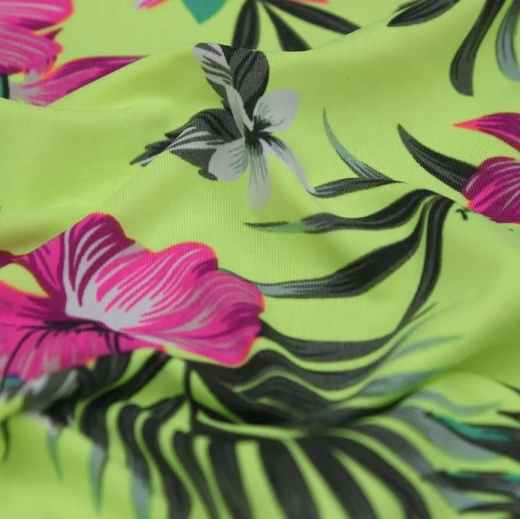 vintage 80%nylon 20%ns spandex 4 way stretch floral printed breathable swimsuit fabric