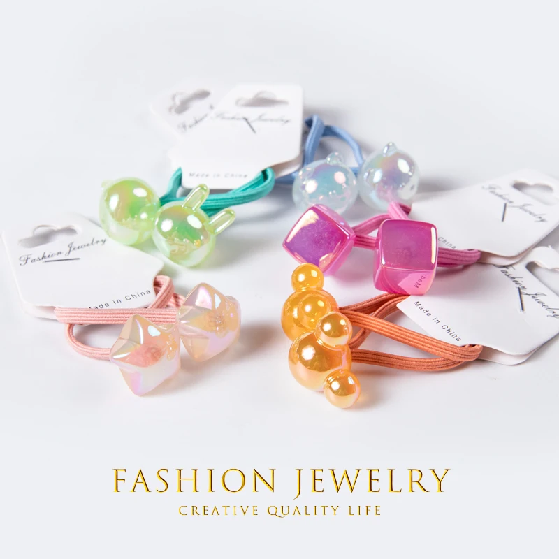 Korean Version of the 10 Pack Fantastic Colorful Cartoon Small Rubber Band Hair Ring High Elasticity Children's Rope