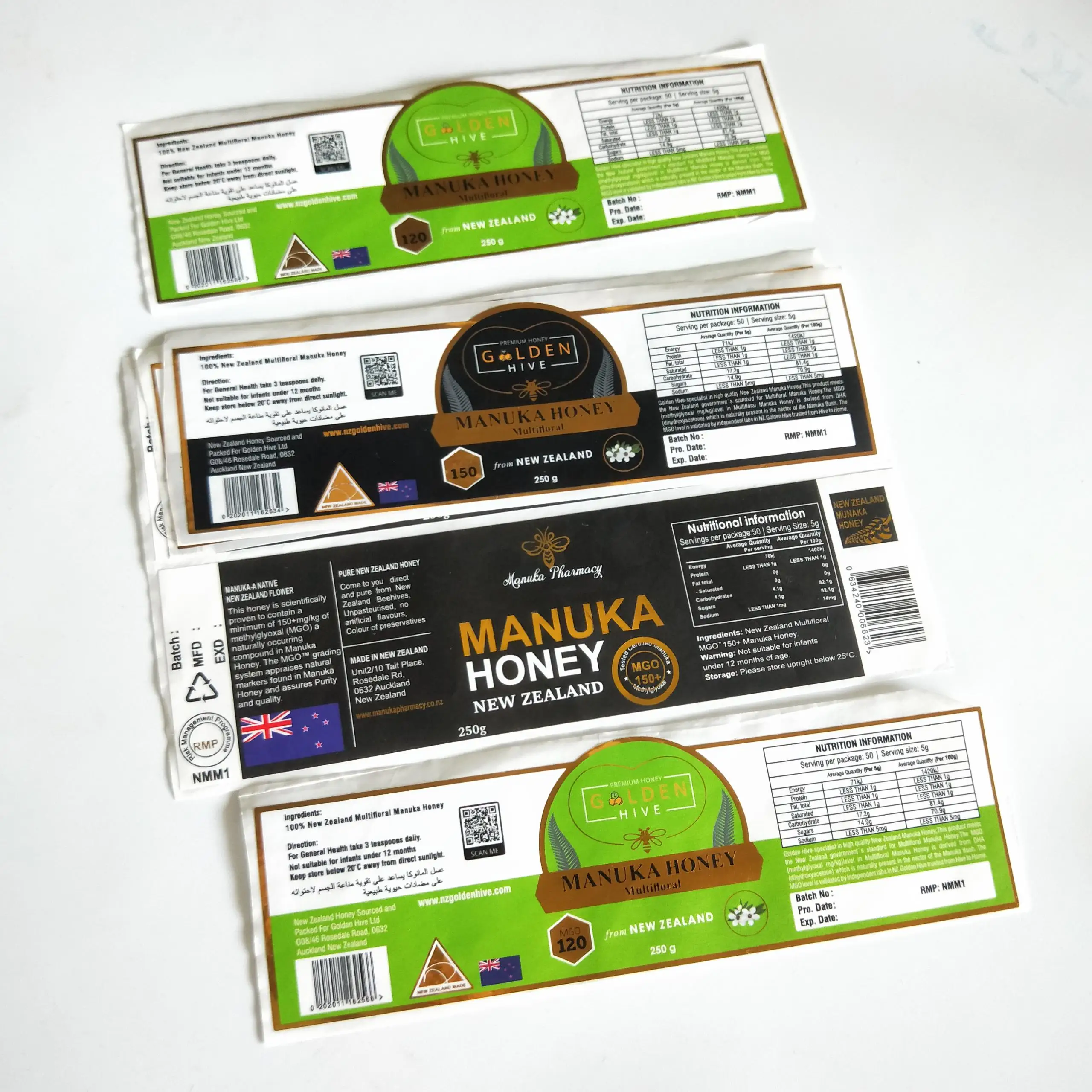 Custom Printing Foil Stickers Honey Bottle Packaging Labels Gold Luxury Cosmetic Waterproof Vinyl Adhesive Sticker CMYK Accept