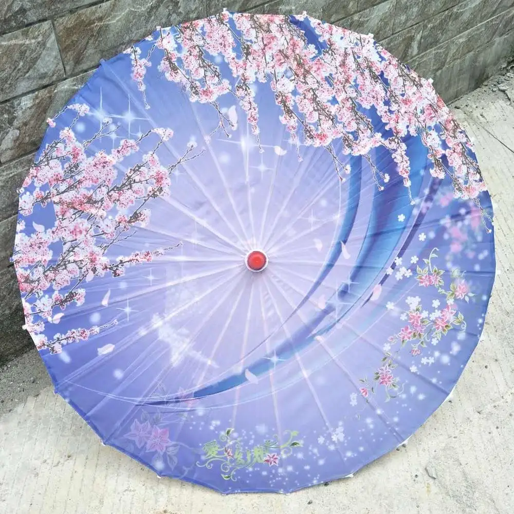 wedding favor gift Japanese silk wood umbrella custom Colorful oil paper umbrella flower straight bamboo frame oilpaper parasol