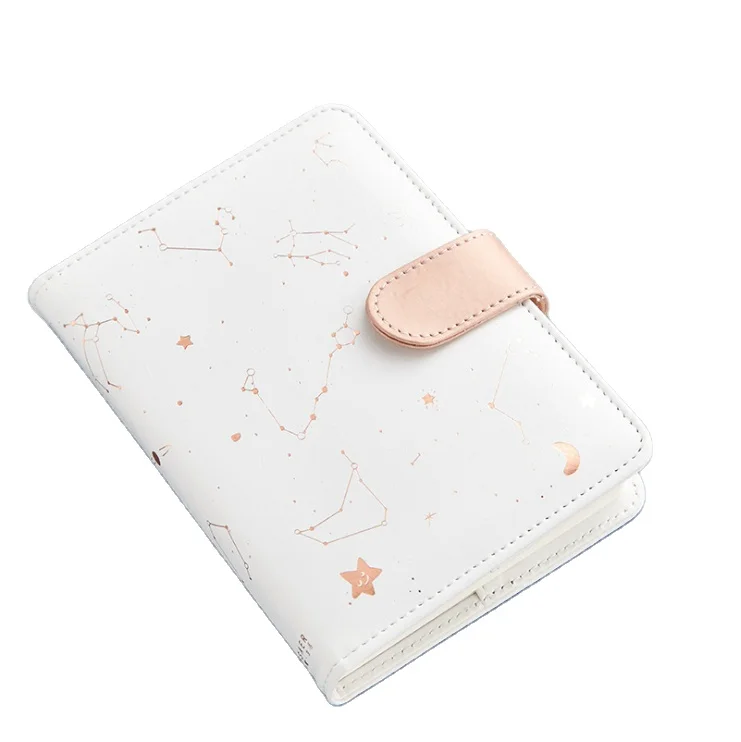 Stationery Kids Supplies Japanese Kawaii Cute White Black A6 Notebook Magnetic PU Leather Hardcover Notepad