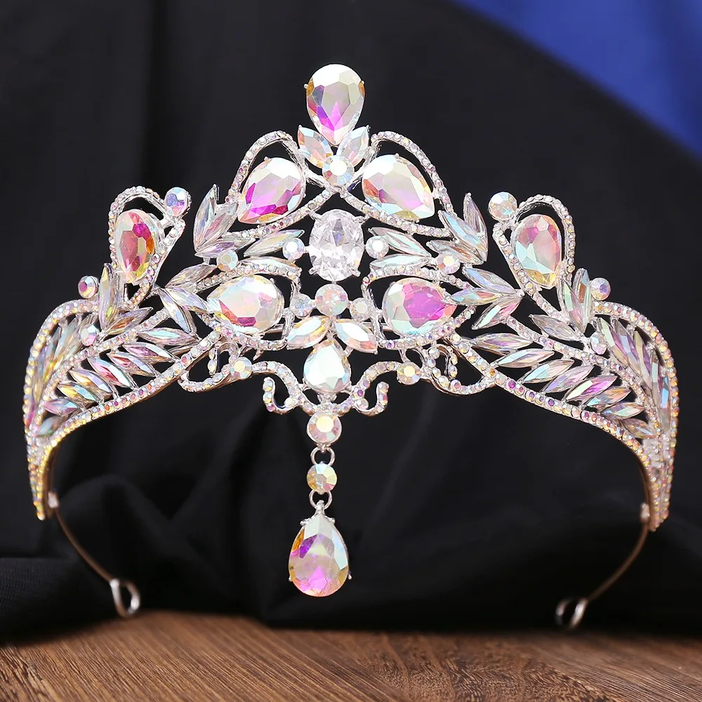 HP4705  New arrival Crystal wedding Crown Head Forehead Tiara Rhinestone Headpieces crown with drop pendant for women
