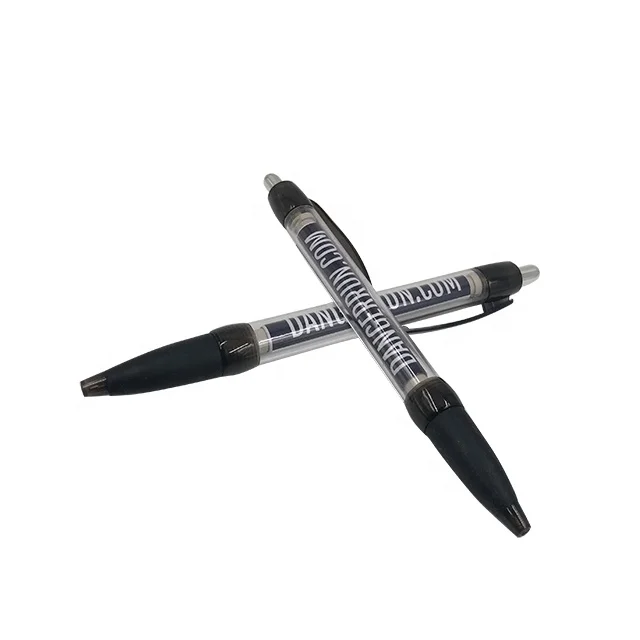 Best cheap promotional custom logo plastic biro ballpoint pens with rubber grip click